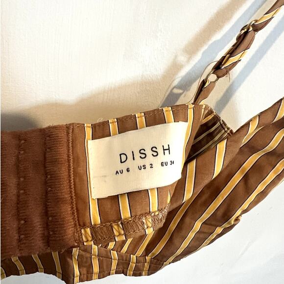 DISSH | Women's Striped Cami Cropped Bralette Crop Top Brown Yellow Size US 2 - Picture 2 of 6